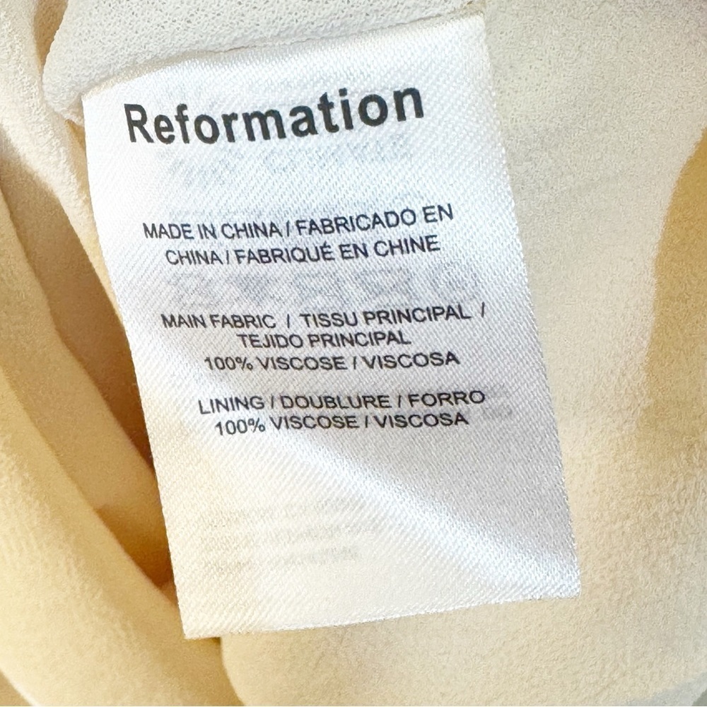 Reformation Yellow White Gingham Tie Shoulders Midi Darby Dress in Bodie Small - Picture 6 of 7